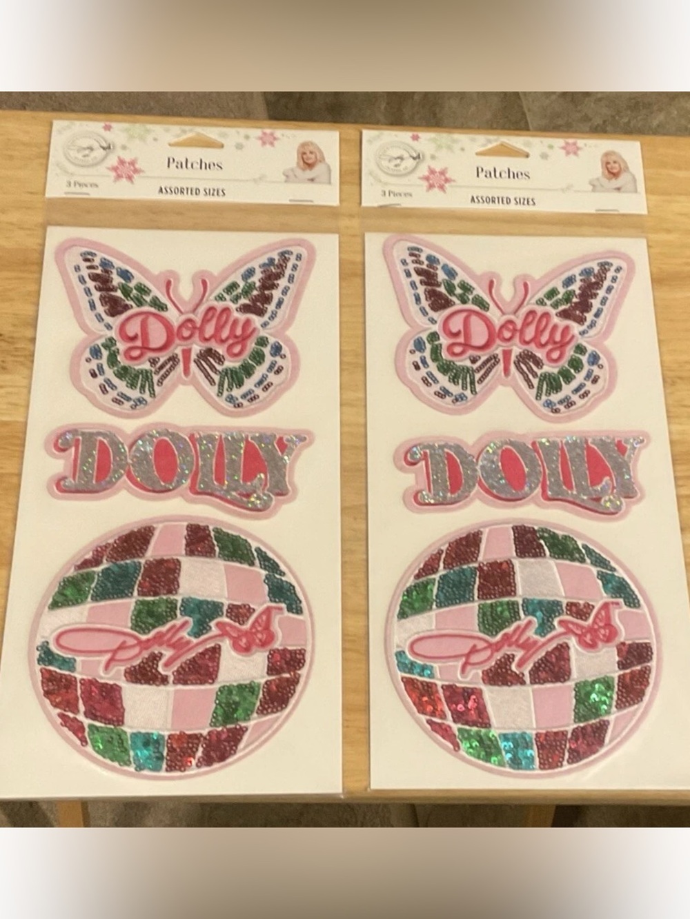 Lot of 2 Dolly Parton 3pc Set of Embroidered Patches 5” Very Nice NIP